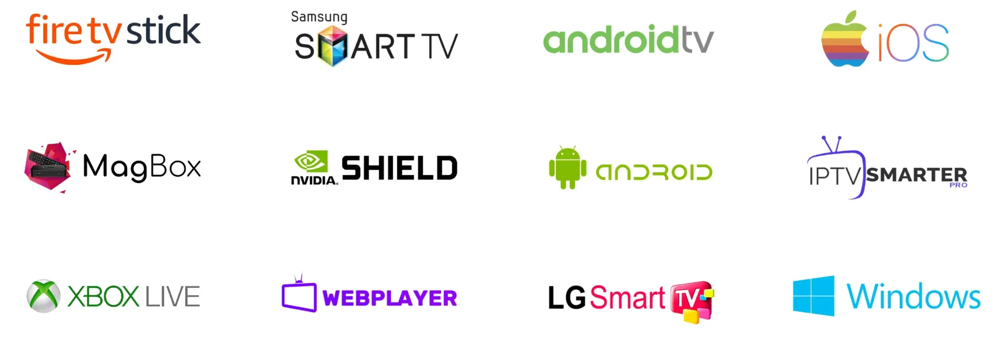 Platform and device logos that run IPTV Streaming Services